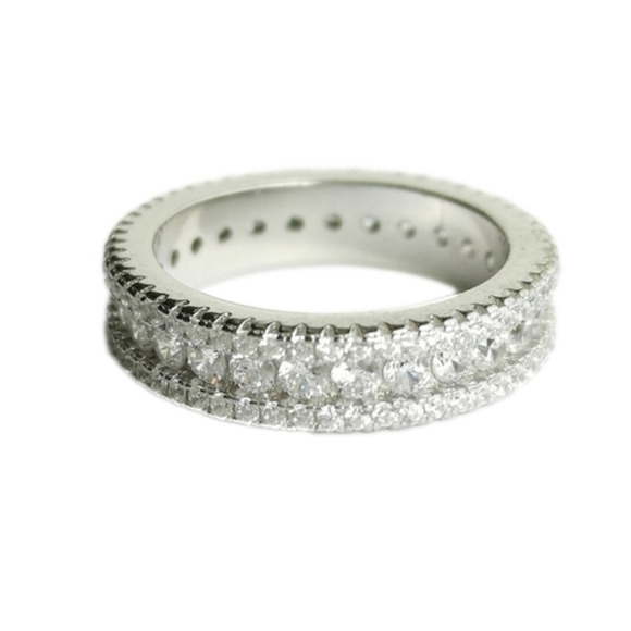 CZ eternity band ring size 8 in Sterling Silver Edwardian 🆕 - Picture 1 of 6